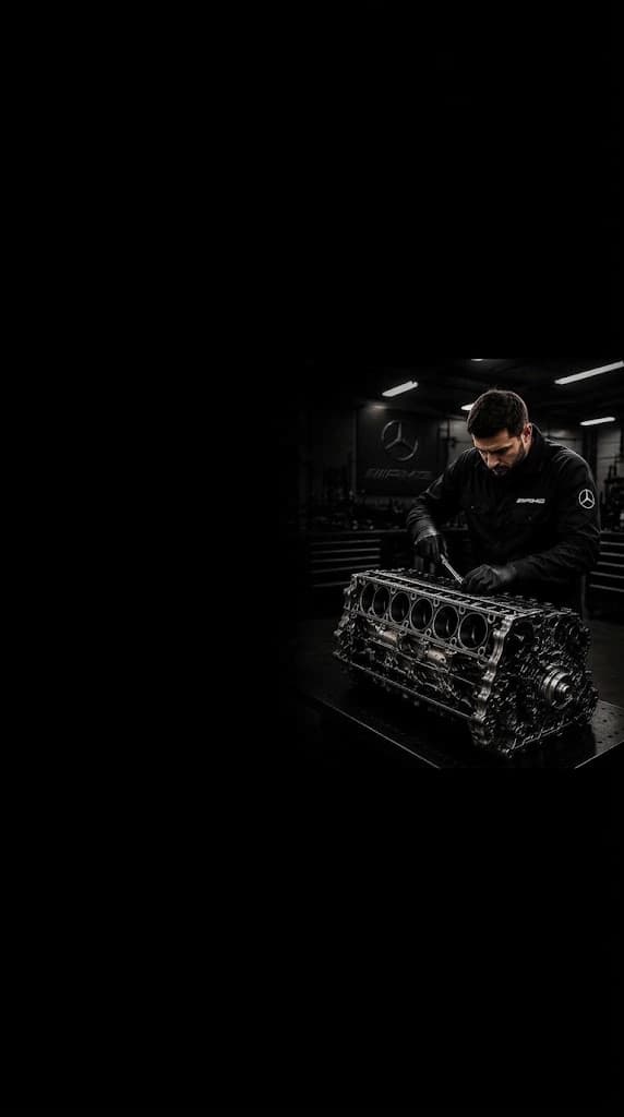 Jaguar technician rebuilding an M139 engine block
