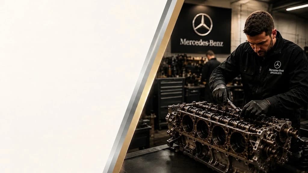Jaguar technician rebuilding an engine block