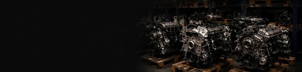 Racked Jaguar replacement engines in storage