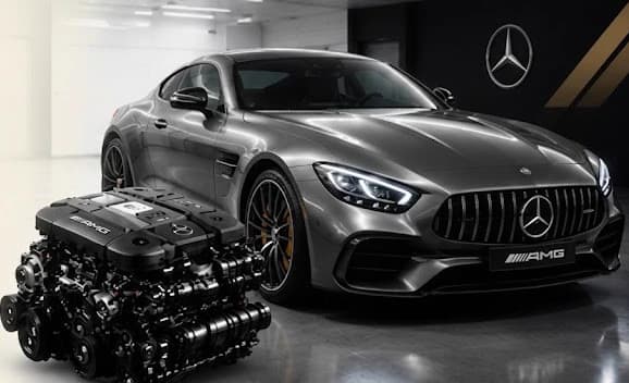Jaguar AMG GT 53 engine and sedan
